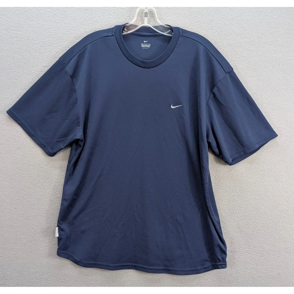 Nike Men's Dri-FIT Short Sleeve Athletic‎ Swoosh Logo T-Shirt Navy Blue Size L